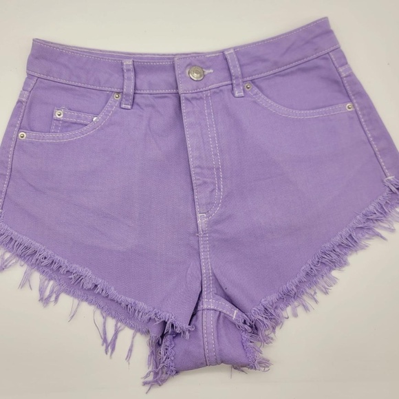Shreded Top Shop Dolphin Cut Lilac Light Purple Topshop Shorts Size 4 - Picture 1 of 3